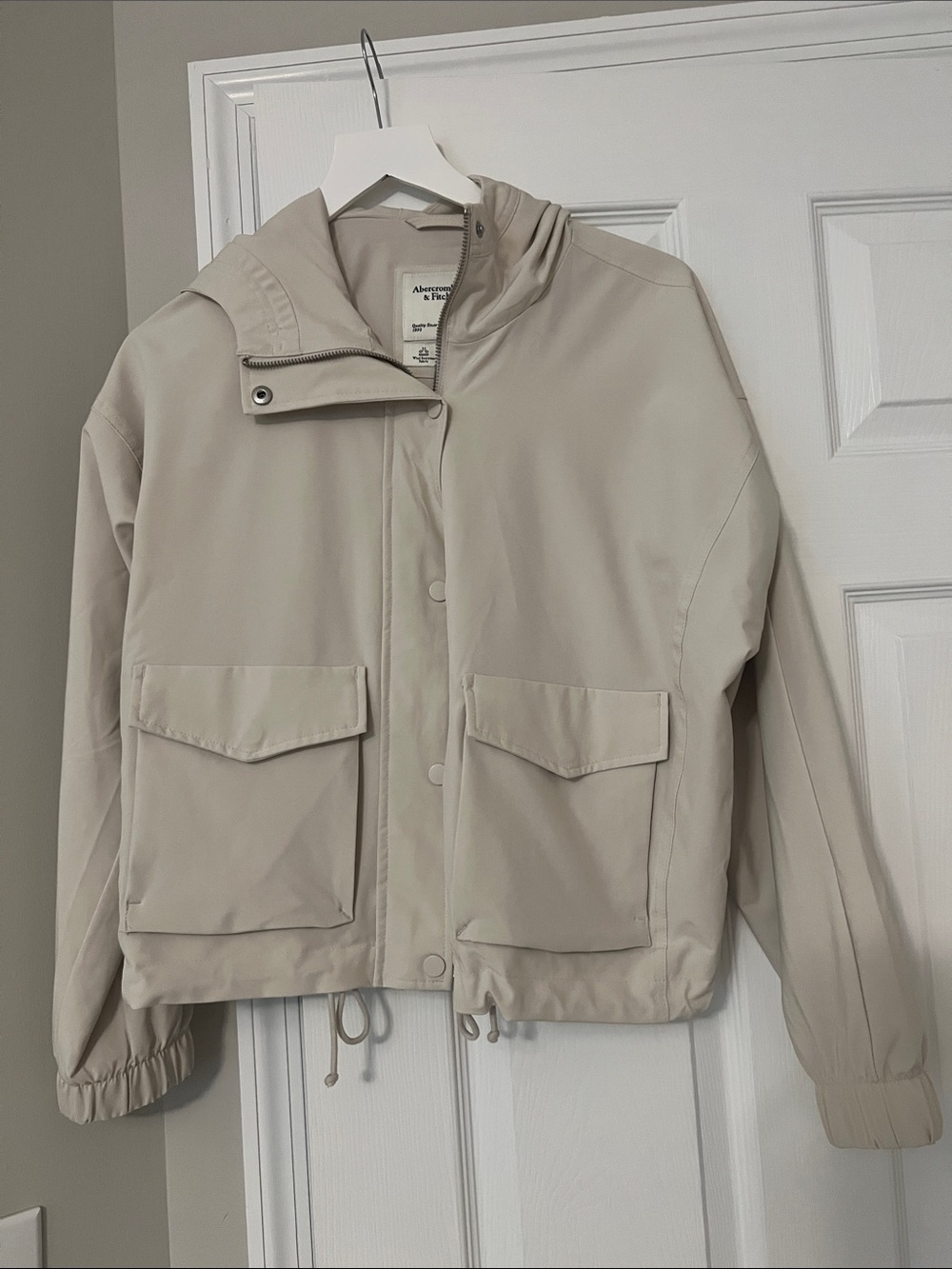 Abercrombie & Fitch Cream Hooded Utility Jacket